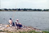 View of people fishing at Ingram Park - Opa-locka, Florida.