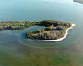 Aerial view of Point Blanco Island at Bokeelia - Lee County, Florida.