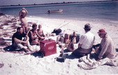 People picnicking on the beach at Cayo Costa island - Lee County, Florida.