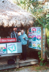 Larry Bloyd and mother Dorothy at Grayton Beach air brush shop.