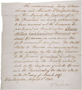 Draft payment for the Purchase of Alaska.